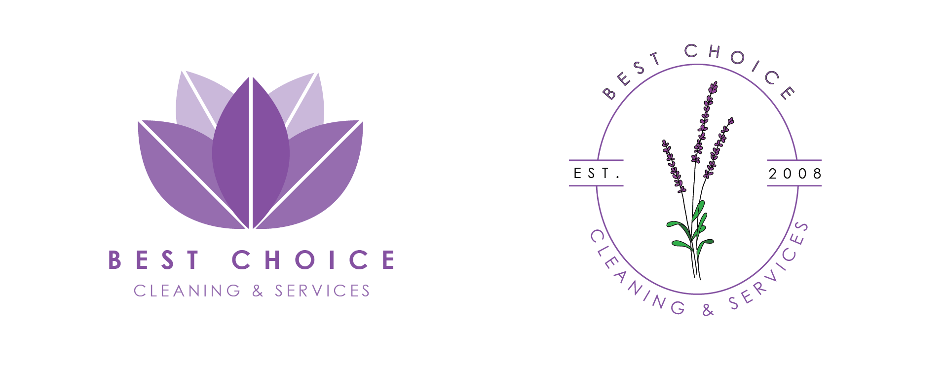 Best Choice Cleaning service logo with purple palette and violet flower mark for a small business in Boise, Idaho