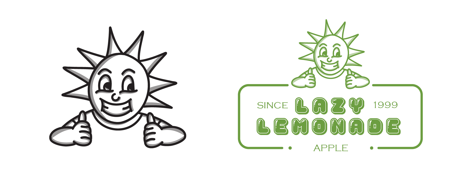 Lazy Lemonade brand logo with sun mascot and retro-style type designed for a small business by a Boise Idaho graphic designer