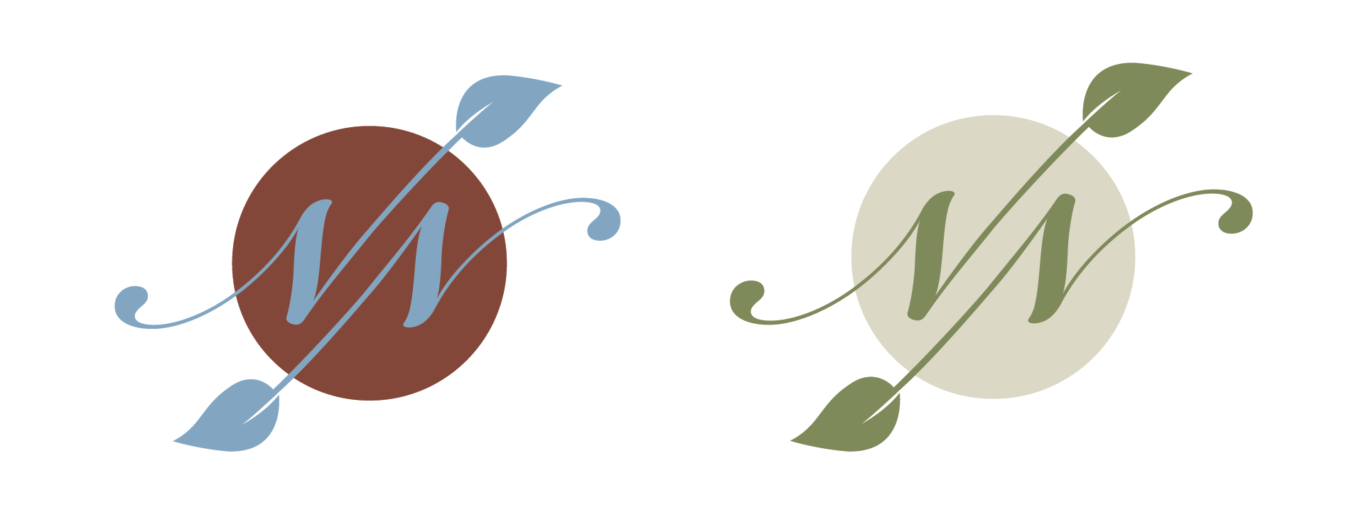 Natural Necessities esthetician brand logo with connected N letters, leaf detail, and warm earth tones by Marketing With Dmitriy