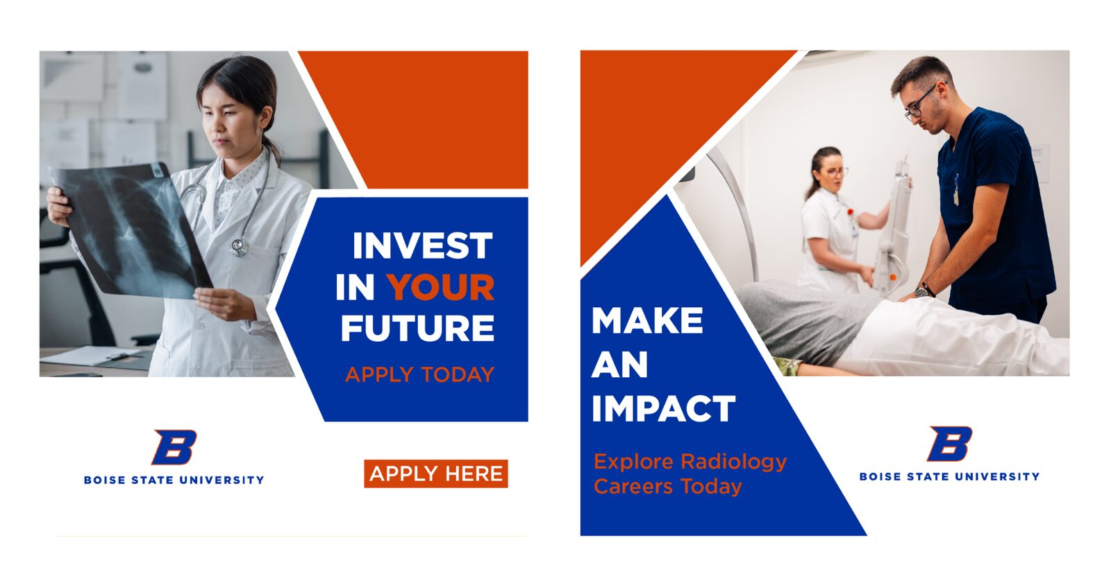 Boise State University Radiologic Sciences recruitment ad creative targeting prospective Idaho students on Facebook and Instagram